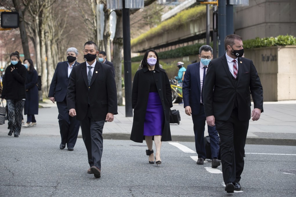Meng Wanzhou, chief financial officer of Huawei Technologies, leaves the Supreme Court of British Columbia during a break from her extradition proceedings in Vancouver on Tuesday. Photo: AP