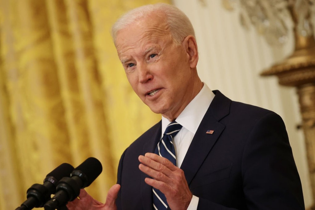 US President Joe Biden talks to reporters during the first news conference of his presidency at the White House. Photo: TNS