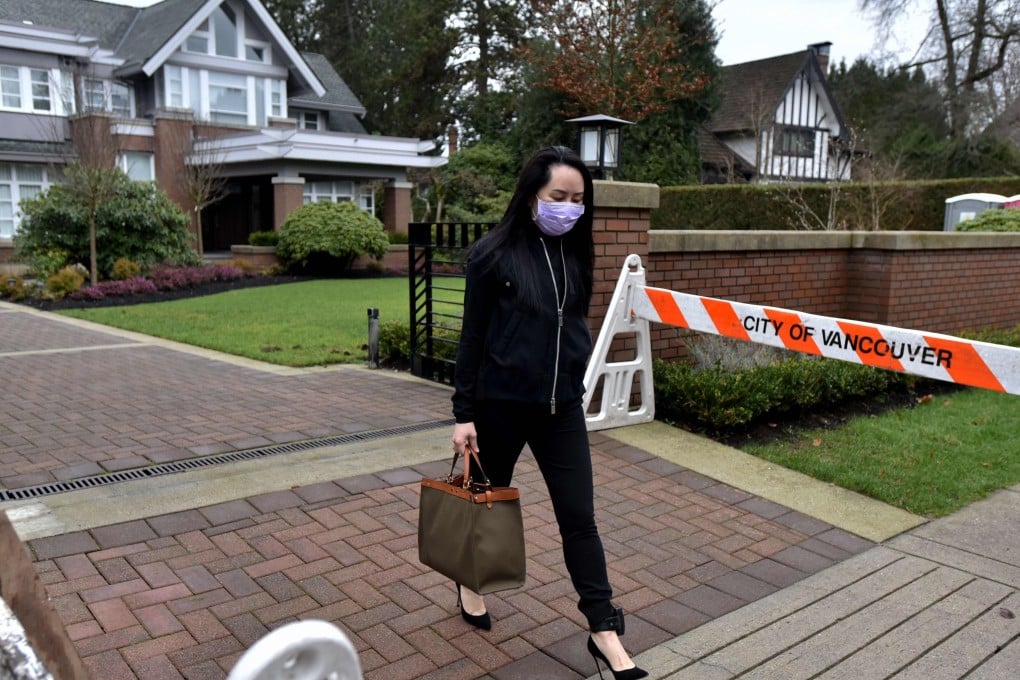 Huawei Technologies executive Meng Wanzhou leaves her home in the Vancouver neighbourhood of Shaughnessy to attend a court hearing on January 29. Photo: AFP