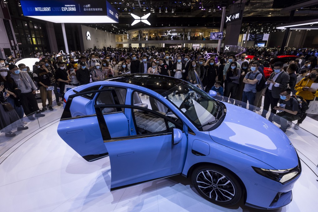 Xpeng Motors displayed its P5 car fitted with lidar sensors from Livox at the recently concluded Shanghai motor show. Photo: EPA-EFE