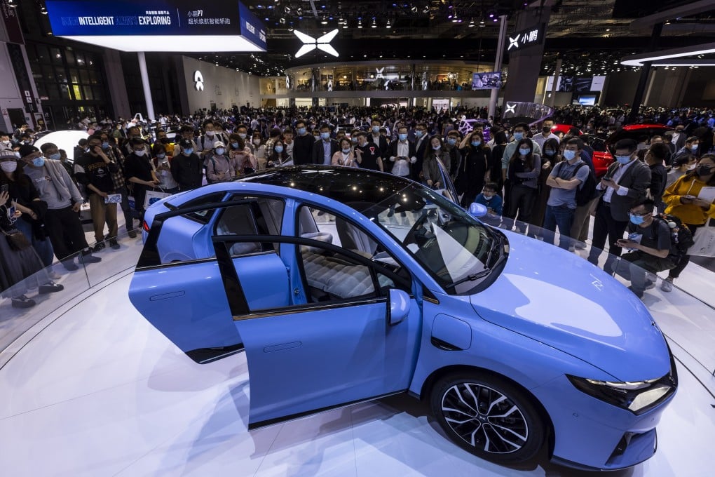 Xpeng Motors displayed its P5 car fitted with lidar sensors from Livox at the recently concluded Shanghai motor show. Photo: EPA-EFE