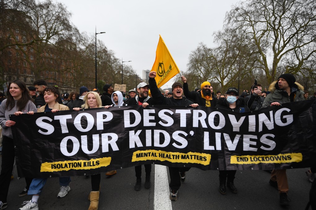 An anti-lockdown protest at London’s Hyde Park on March 20. Numerous journalists said they were verbally abused and threatened, including with death, as they documented the protest. There have been over 600 coronavirus-related violations of press freedom to date. Photo: DPA