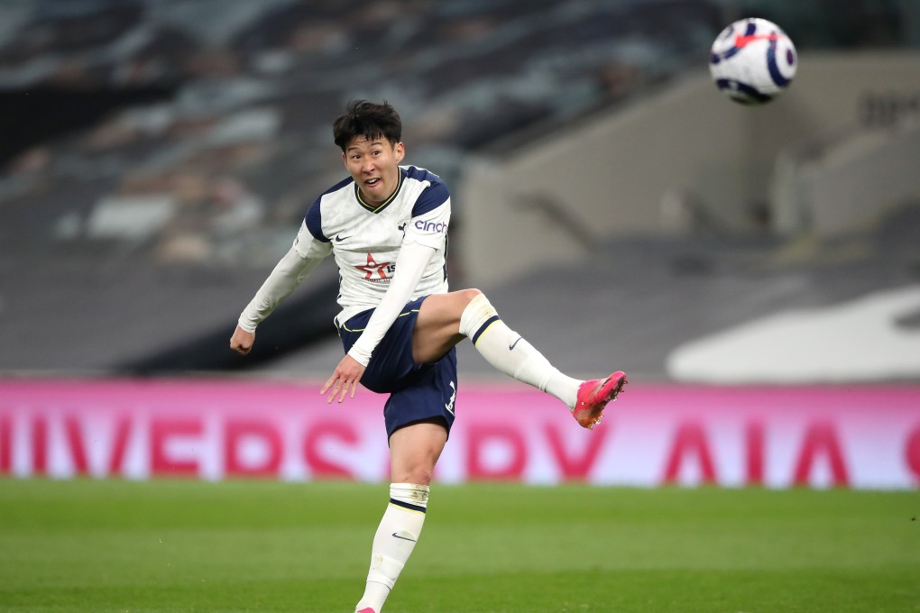 Tottenham Hotspur's Son Heung-min scores during the English Premier League win over Sheffield United at the Tottenham Hotspur Stadium. Photo: DPA