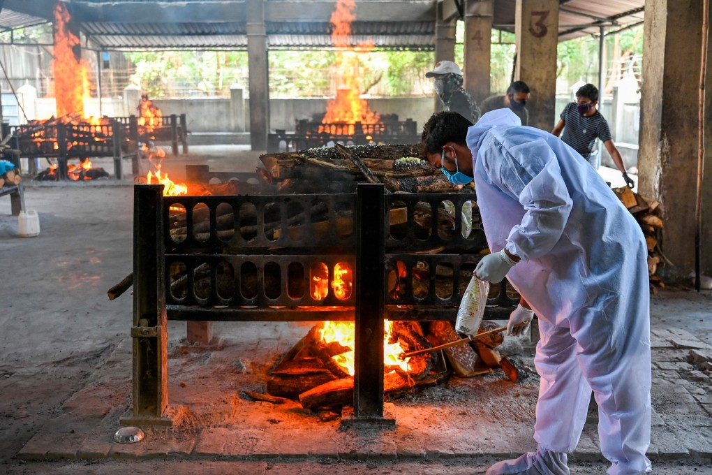 Images of multiple funeral pyres have become a symbol of India’s Covid-19 crisis. Photo: AFP