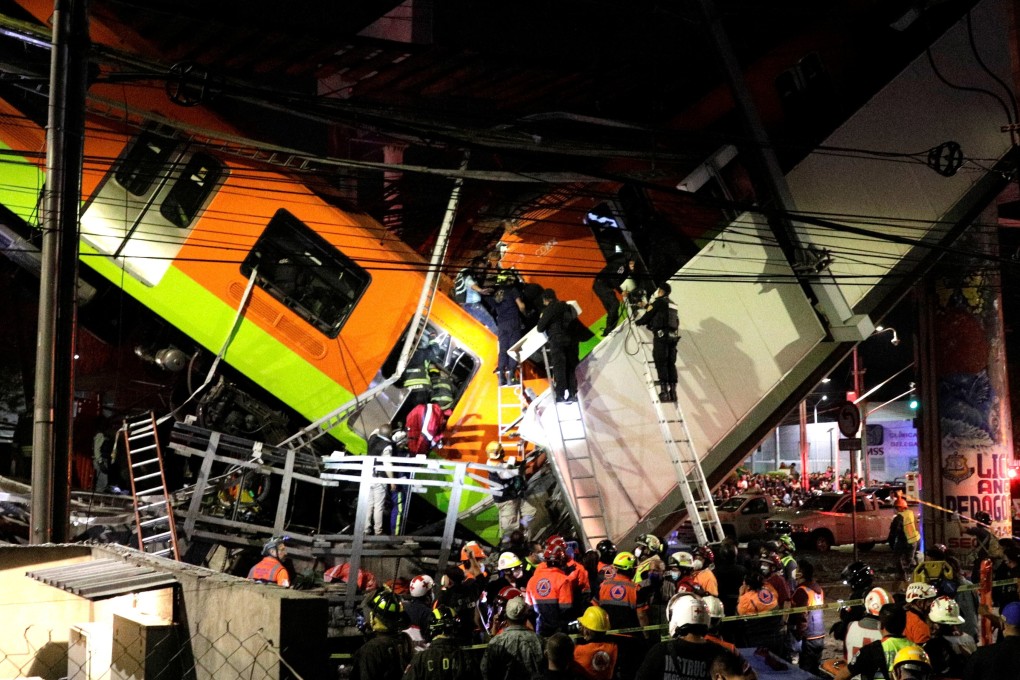 Rescuers at the scene of the accident in Mexico City, Mexico. Photo: Reuters