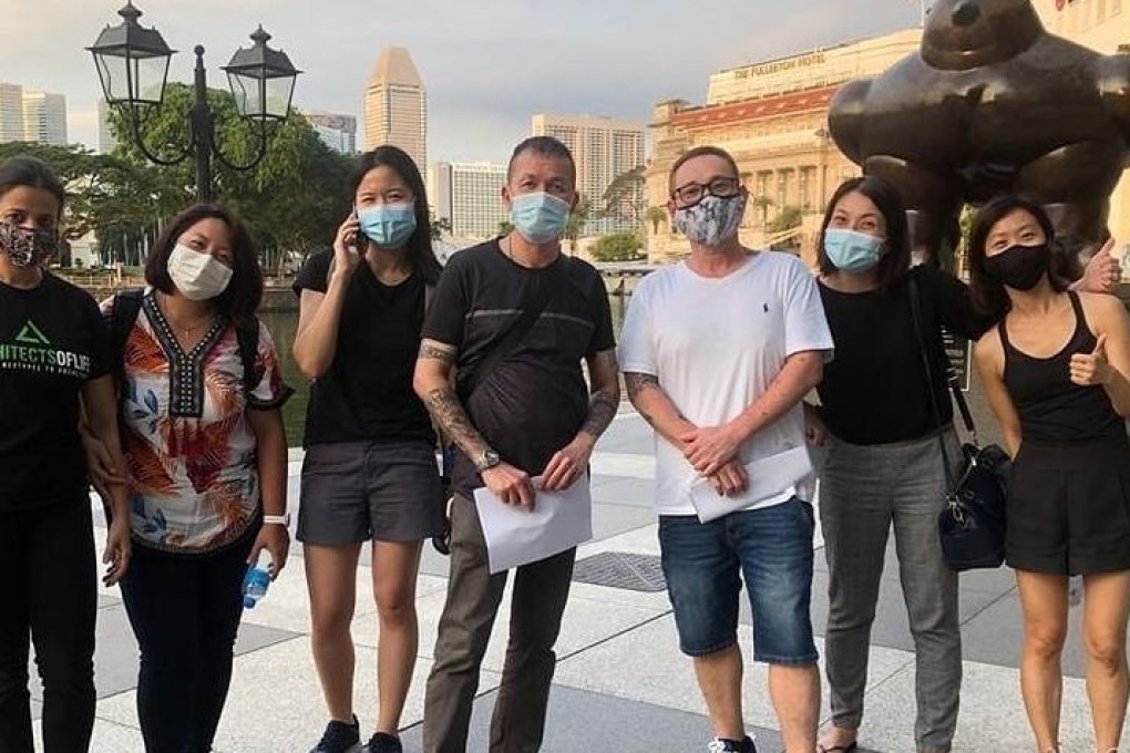 Alvin Chiong, Bruce Mathieu and members of social enterprise Architects of Life, which supports ex-offenders in Singapore. Photo: Instagram