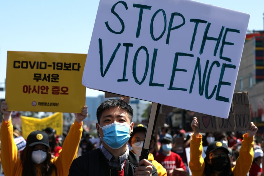 People march at a 'Stop Asian Hate' rally in Koreatown in Los Angeles, California. File photo: Getty Images/TNS