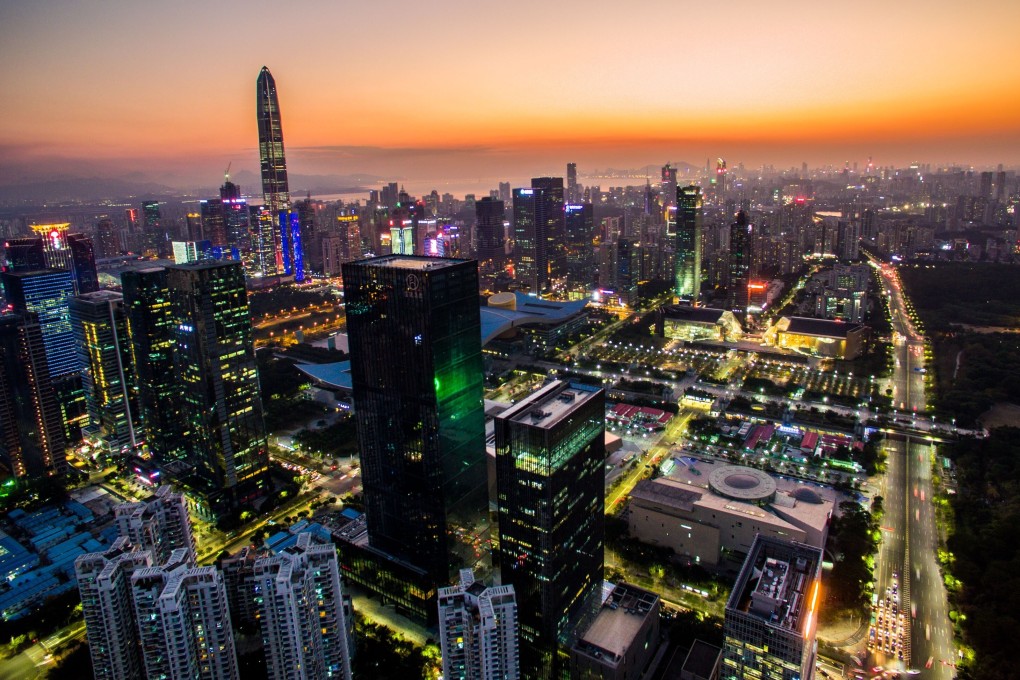Aerial photo shows a night view in central Shenzhen, south China's Guangdong Province. Photo: Xinhua