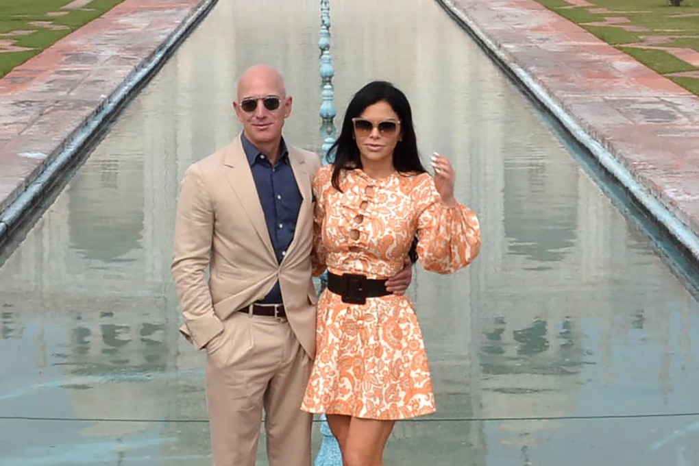 Jeff Bezos and his girlfriend at the Taj Mahal in India. File photo: AFP