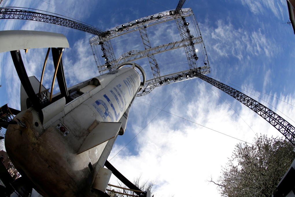 A general view of the Blue Origin New Shepard rocket booster at the 33rd Space Symposium in Colorado Springs, Colorado, in April 2017. Photo: Reuters