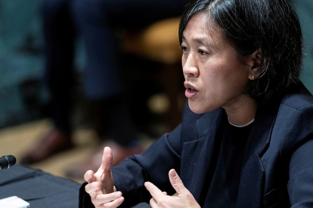US Trade Representative Katherine Tai testifies before a Senate appropriations subcommittee in Washington on April 28. Photo: Reuters