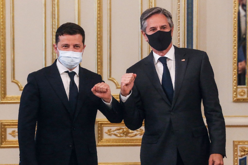 Ukraine’s President Volodymyr Zelensky (left) with US Secretary of State Antony Blinken in Kiev on Thursday. Photo: AFP
