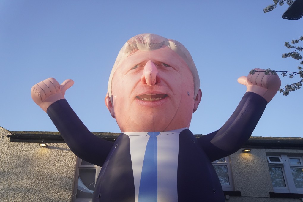 An inflatable Boris Johnson balloon in Hartlepool, England. Photo: DPA