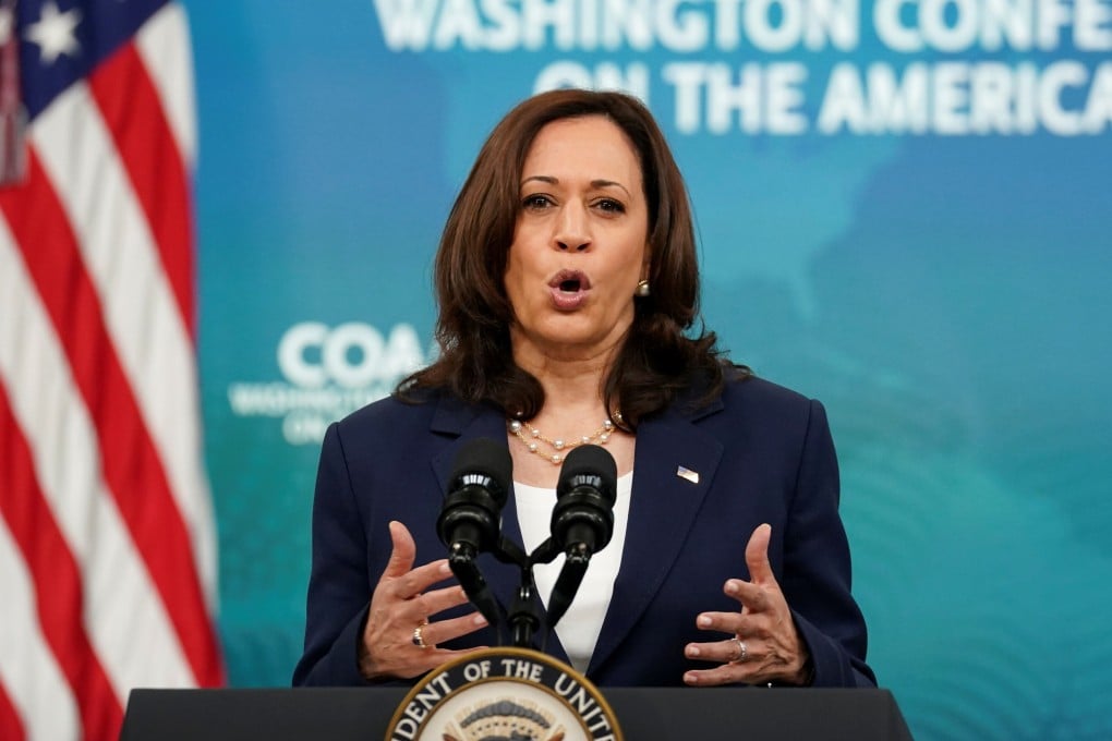 US Vice-President Kamala Harris speaks at a virtual conference on Tuesday. Photo: Reuters