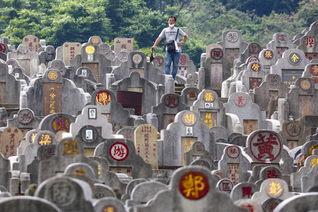 A worshipper visits a Hong Kong cemetery a week ahead of the grave-sweeping Ching Ming Festival in March 2020. Photo: Dickson Lee