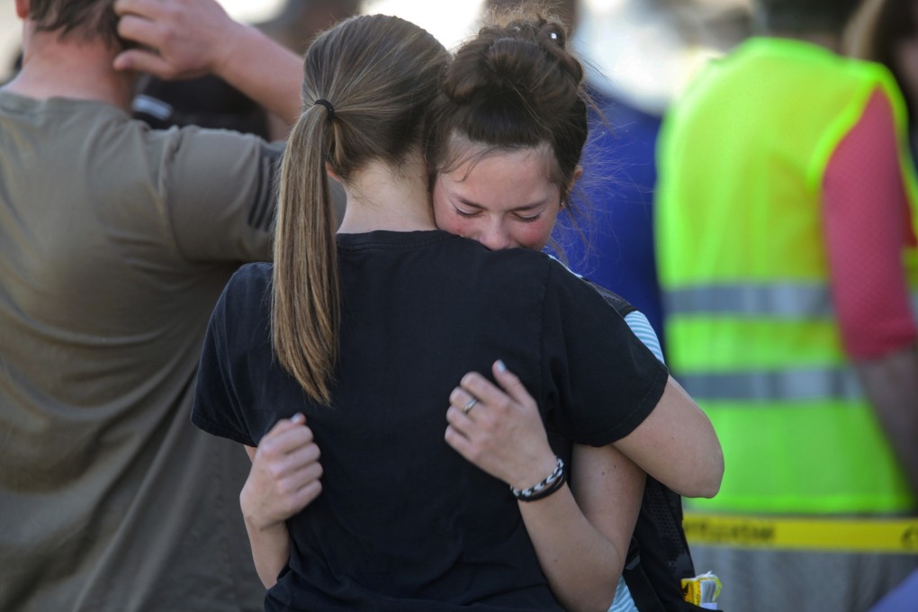 Students embrace after a school shooting at Rigby Middle School in Idaho on Thursday. Photo: The Idaho Post-Register via AP