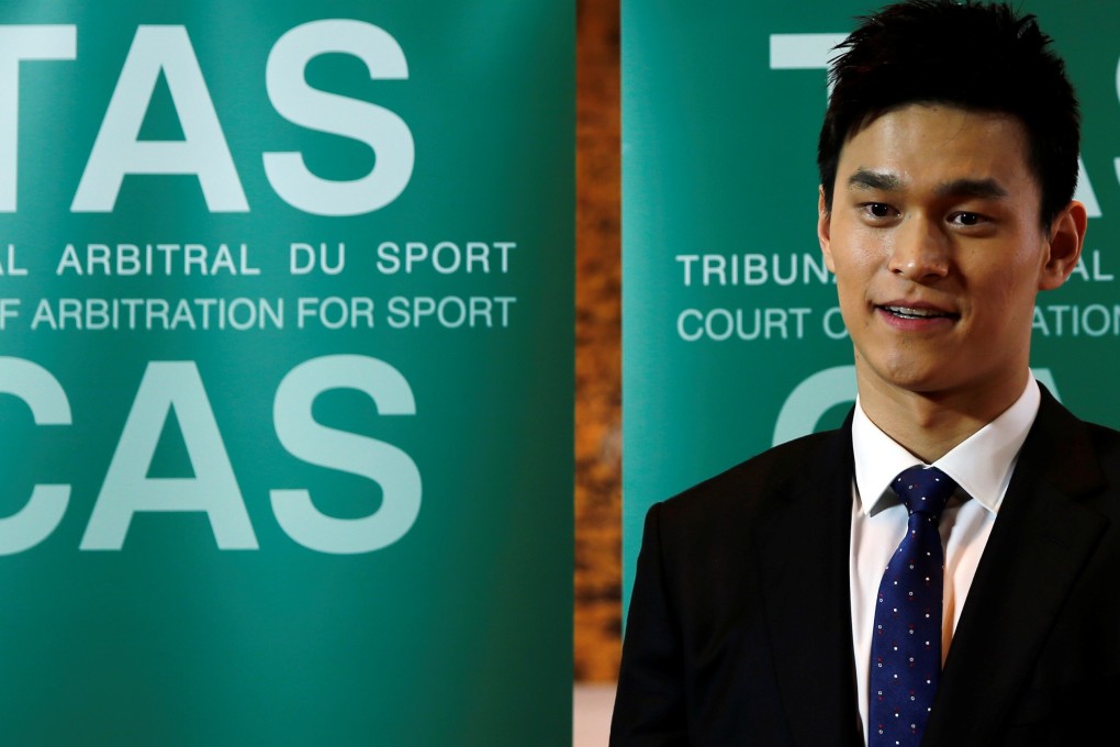 Sun Yang before his public hearing at the Court of Arbitration for Sport appeal filed by Wada in November, 2019, in Montreux, Switzerland. Photo: Reuters