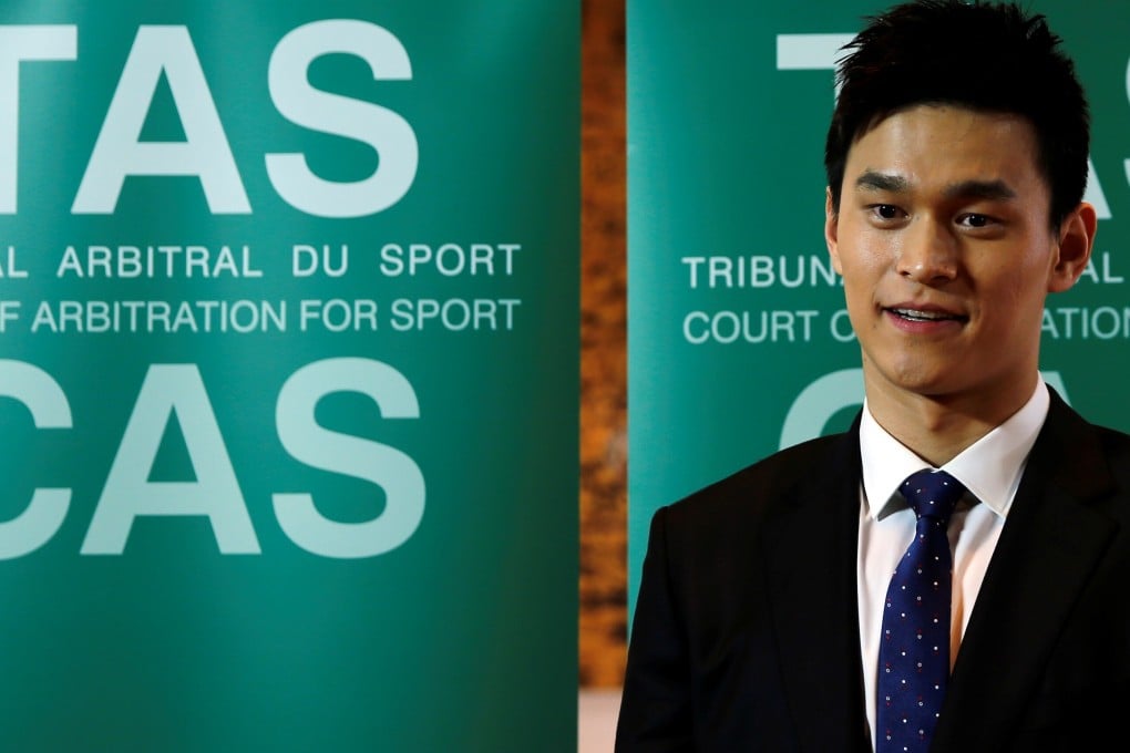 Sun Yang before his public hearing at the Court of Arbitration for Sport appeal filed by Wada in November, 2019, in Montreux, Switzerland. Photo: Reuters