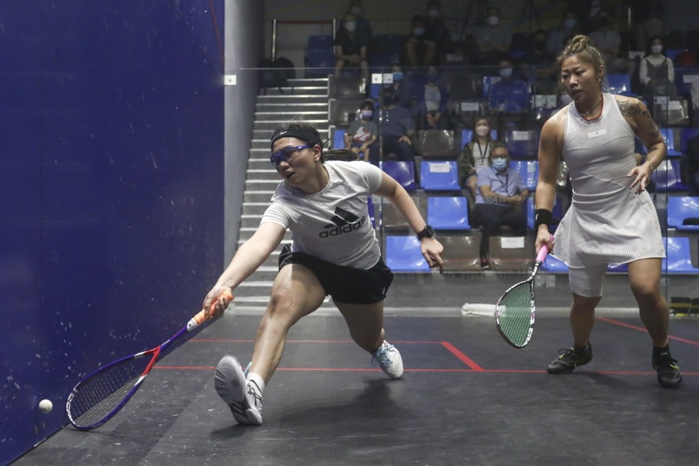 Chan Sin-yuk plays a drop shot against Vanessa Chu in the 2021 Chairman Cup women’s final. Photos: Jonathan Wong