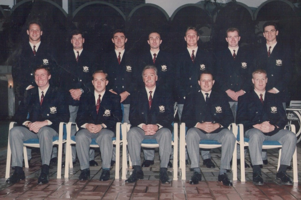 Coach Jim Rowark (front row, centre) with his 1992 Hong Kong Sevens squad who won the Plate competition. Photo: HKRU