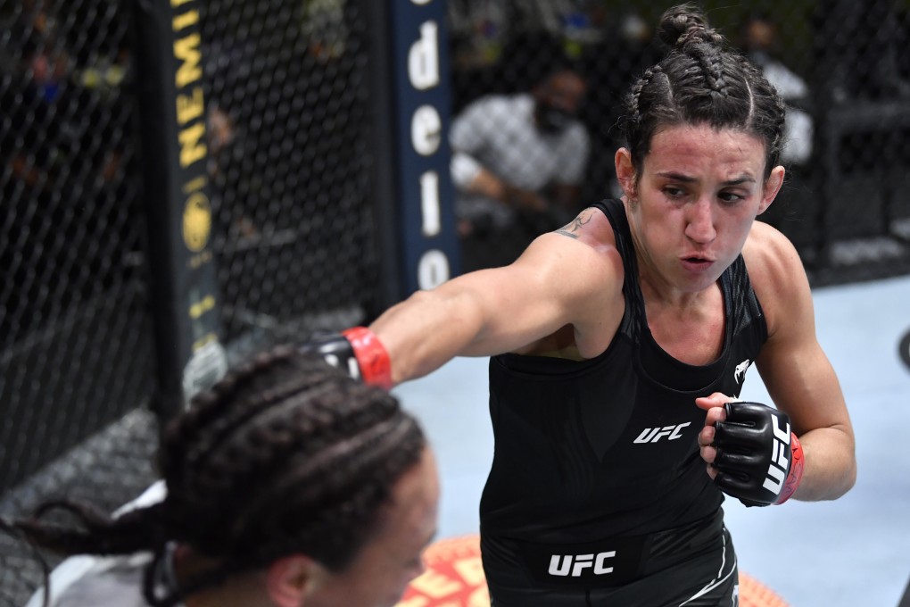 Marina Rodriguez punches Michelle Waterson in their flyweight fight during the UFC Fight Night event on May 8, 2021 in Las Vegas, Nevada. Photos: Chris Unger/Zuffa LLC