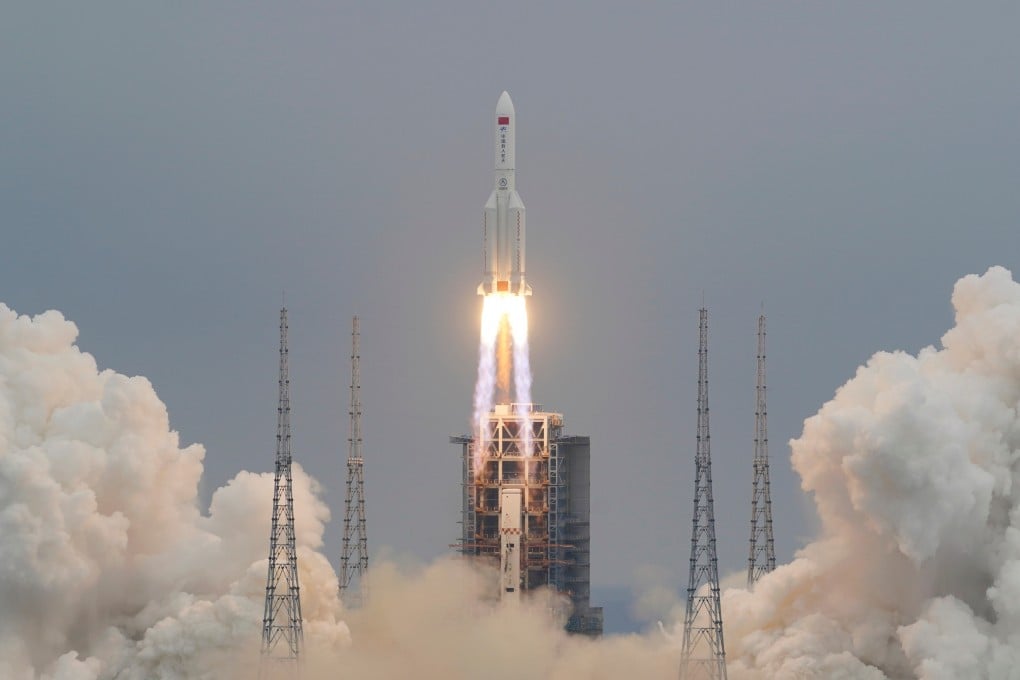 The Long March 5B rocket took off from the Wenchang Spacecraft Launch Site in Hainan on April 29. Photo: Reuters