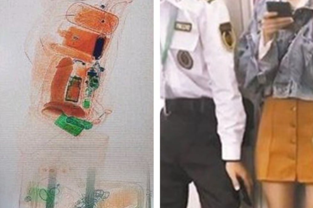 Security guards at Guangzhou Metro have been involved in multiple controversies; besides the latest case of a guard stealing X-ray photos of a passenger’s bag packed with sex toys, in late 2019, another guard was caught taking upskirt photos of a woman. Photo: Artwork