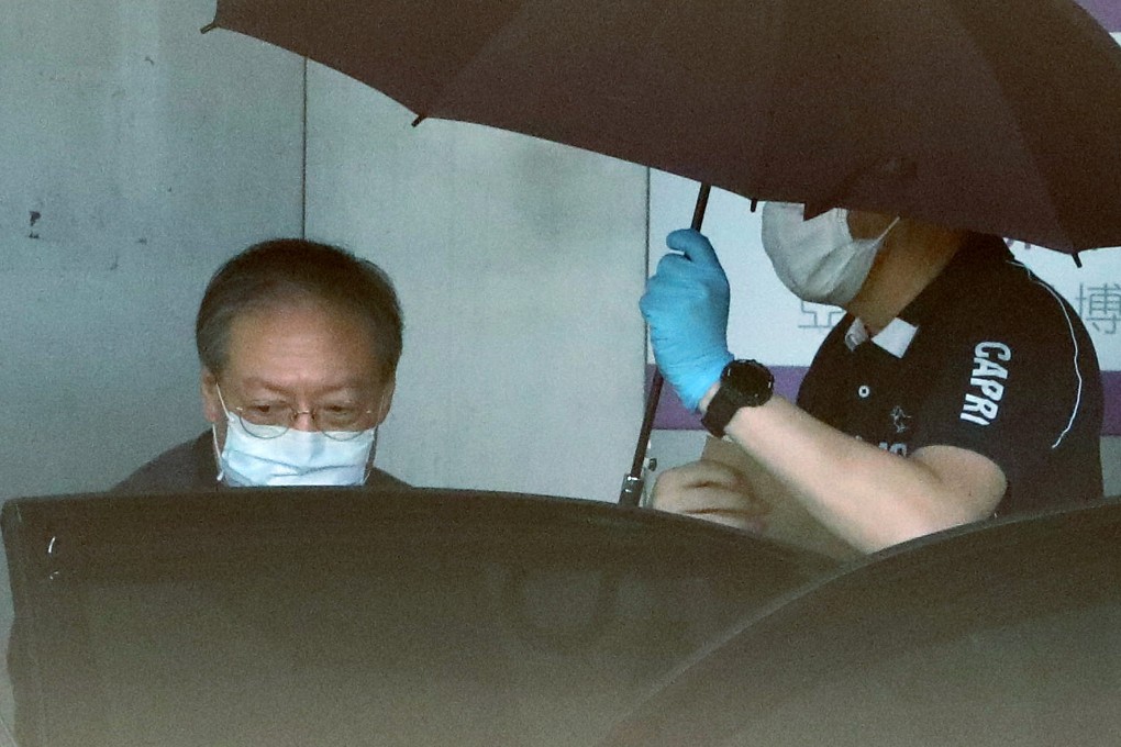 Former Hong Kong home affairs minister Patrick Ho leaves AsiaWorld-Expo after a coronavirus test upon his return to the city last June. Photo: May Tse