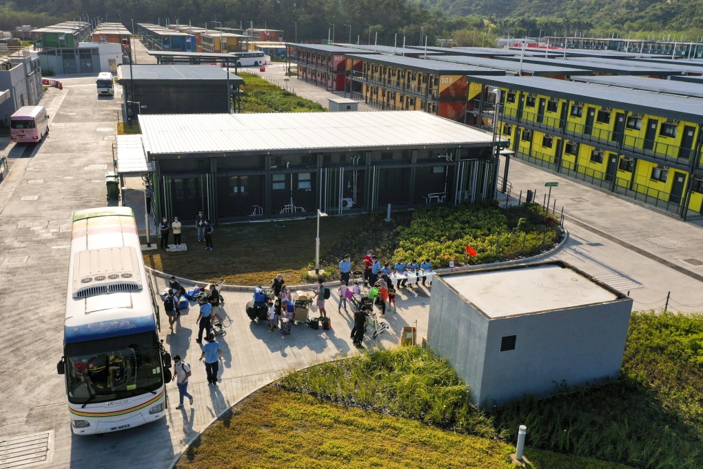 People leave the Penny’s Bay quarantine centre on Lantau Island on May 8. Photo: Nora Tam
