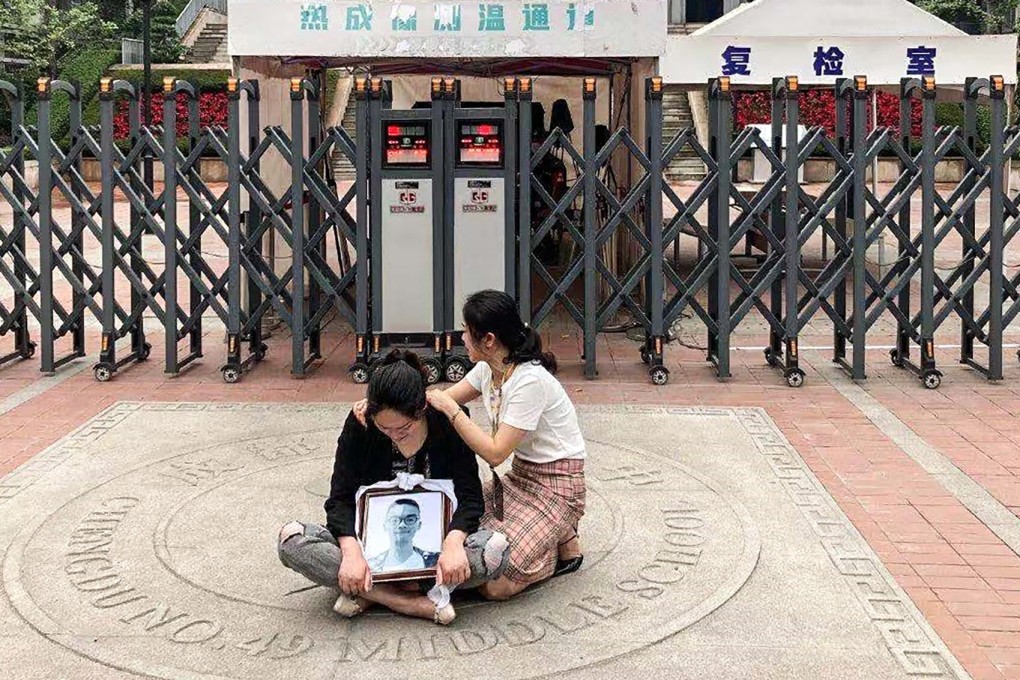 The boy’s mother, Lu, said she had spent the night outside his school waiting in vain for answers about his death. Photo: Handout