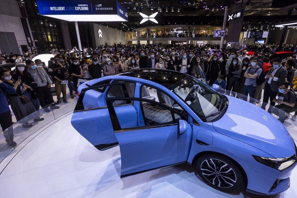 The Xpeng P5 on display at the Auto Shanghai 2021 motor show. Photo: EPA-EFE