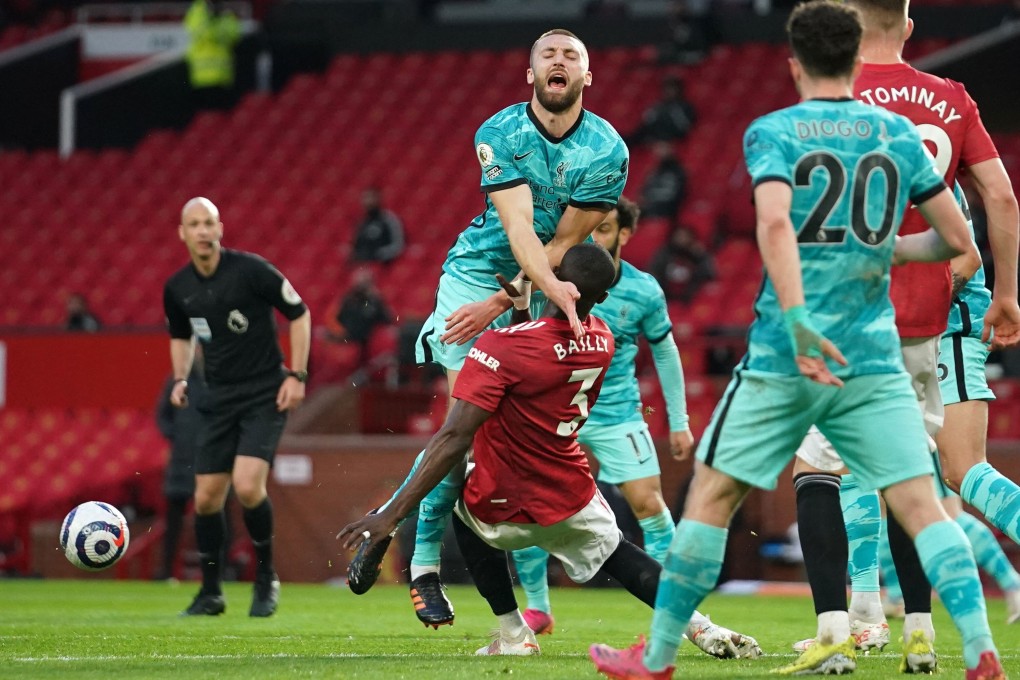 Eric Bailly’s challenge on Liverpool’s Nat Phillips almost cost his team in the Premier League clash. United don’t have the same stability when the Ivorian plays. Photo: AFP