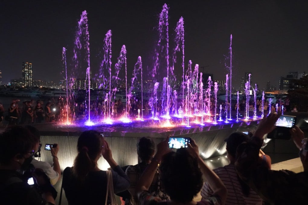 The opening of the music fountain on Kwun Tong Promenade on April 22. Photo: Felix Wong