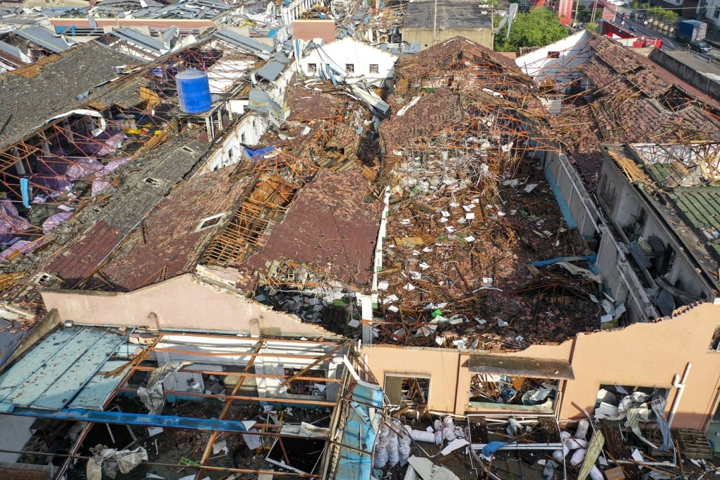 At least four people died when a tornado hit Shengze township in Jiangsu province. Photo: EPA-EFE