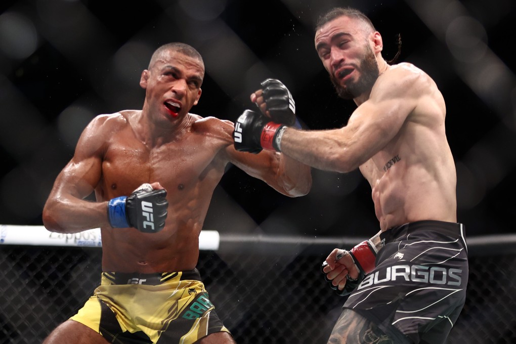 Edson Barboza lands a hit against Shane Burgos at UFC 262. Photo: USA TODAY Sports