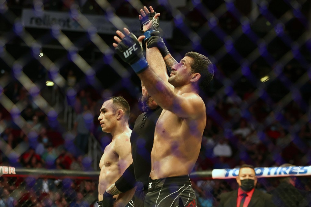Beneil Dariush celebrates after his victory over Tony Ferguson. Photo: USA TODAY Sports