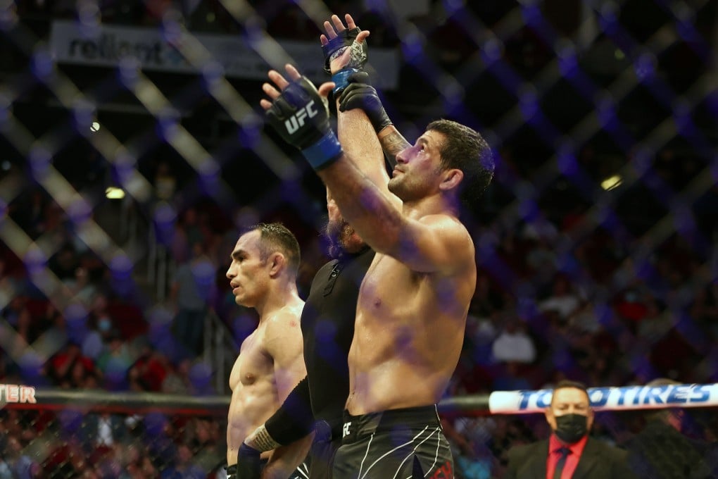 Beneil Dariush celebrates after his victory over Tony Ferguson. Photo: USA TODAY Sports