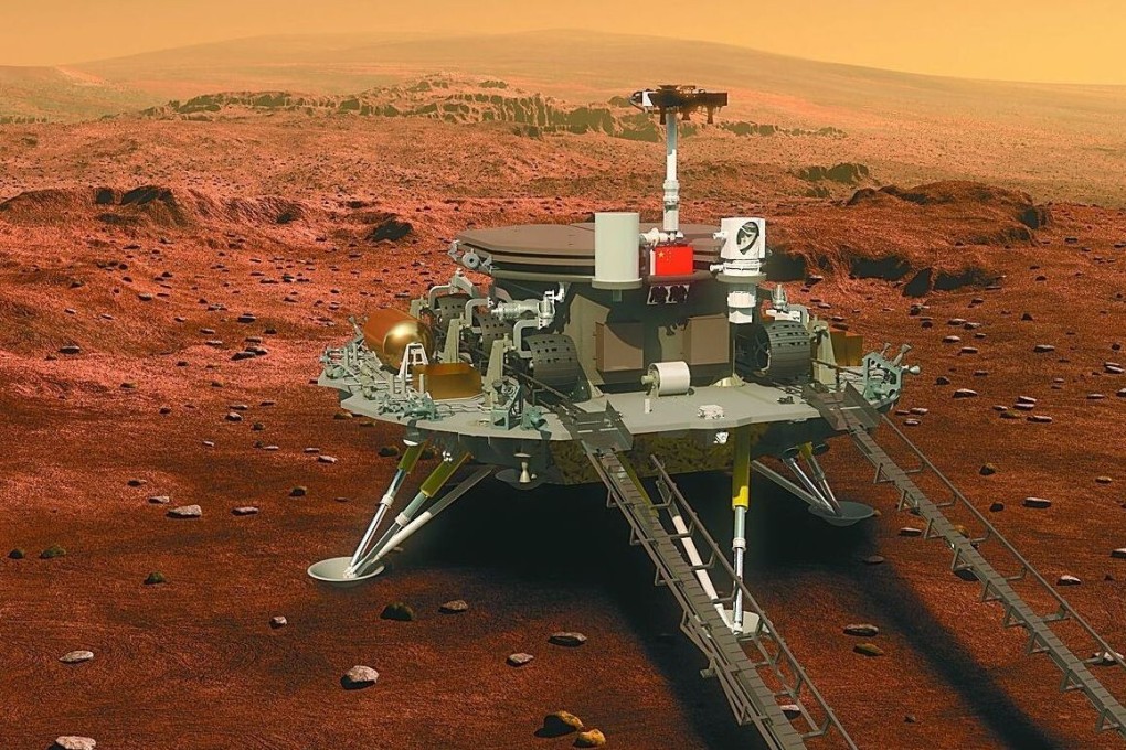 An artist’s impression of the Zhu Rong Mars rover, which landed on the red planet on Saturday. Photo: Weibo
