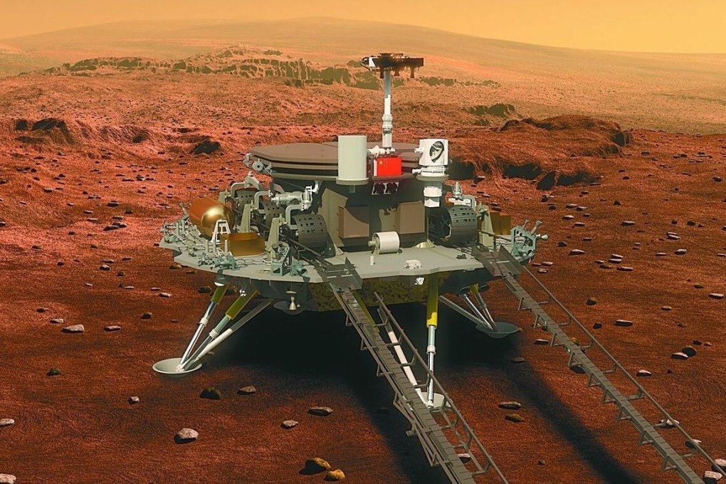 An artist’s impression of the Zhu Rong Mars rover, which landed on the red planet on Saturday. Photo: Weibo