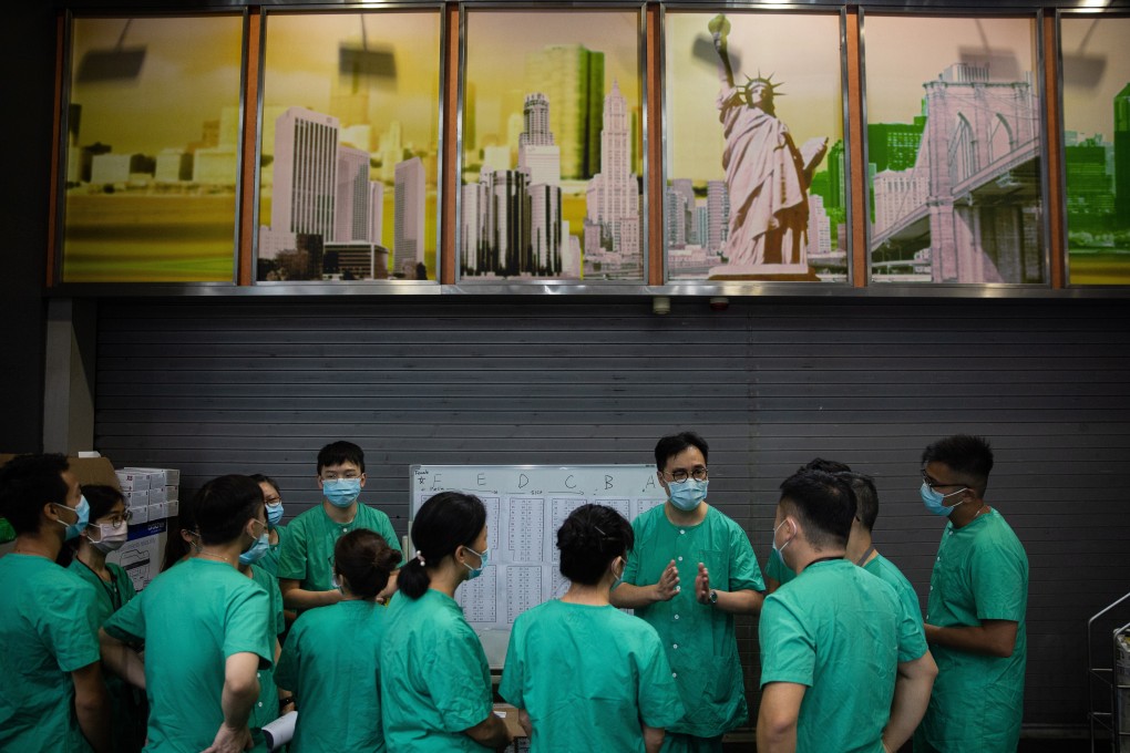 Medical staff work at a temporary facility set up for Covid-19 patients at AsiaWorld Expo in Hong Kong in August 2020. Photo: EPA-EFE