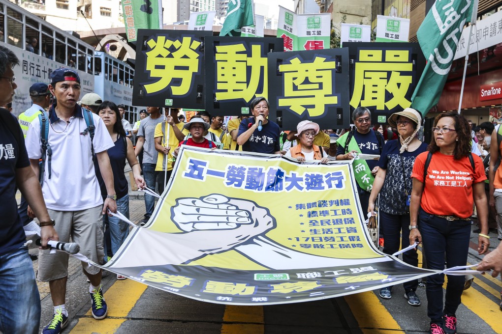 Members of the Confederation of Trade Unions march from Causeway Bay to Central in 2017. Photo: Dickson Lee