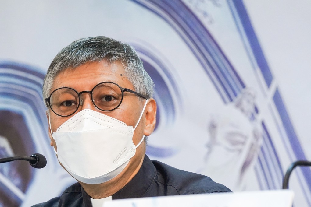 Bishop-elect Stephen Chow meets the media at the Catholic Diocese Centre. Photo: Sam Tsang