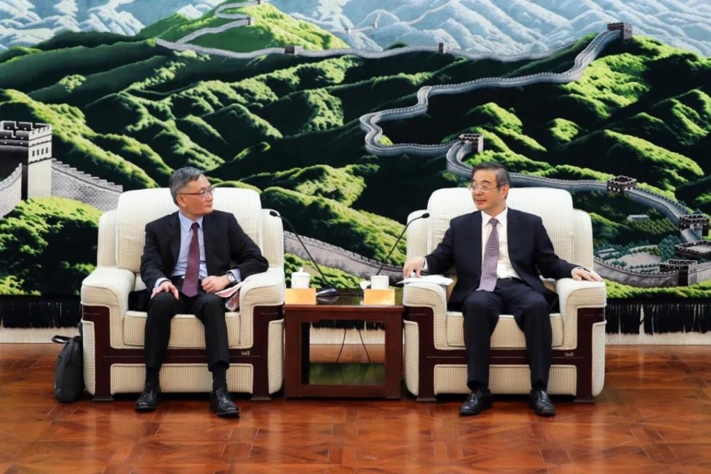 Hong Kong Chief Justice Andrew Cheung (left) and Zhou Qiang, president of the Supreme People’s Court of China, meet on Tuesday. Photo: Handout