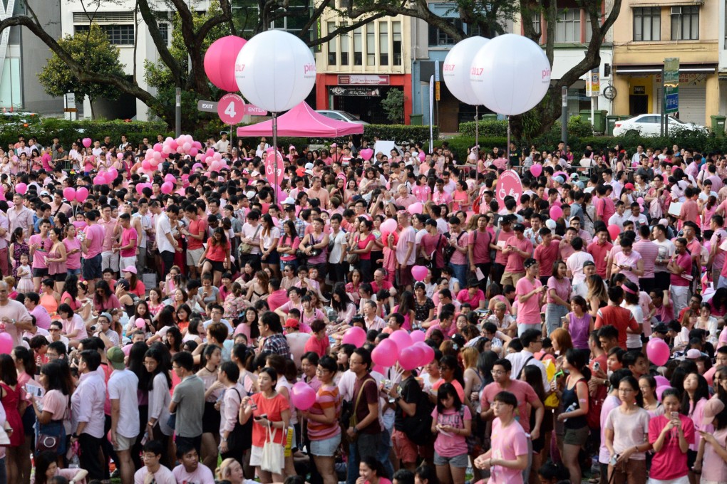 Participants at the Pink Dot Sg rally in Singapore in 2017. Photo: AFP