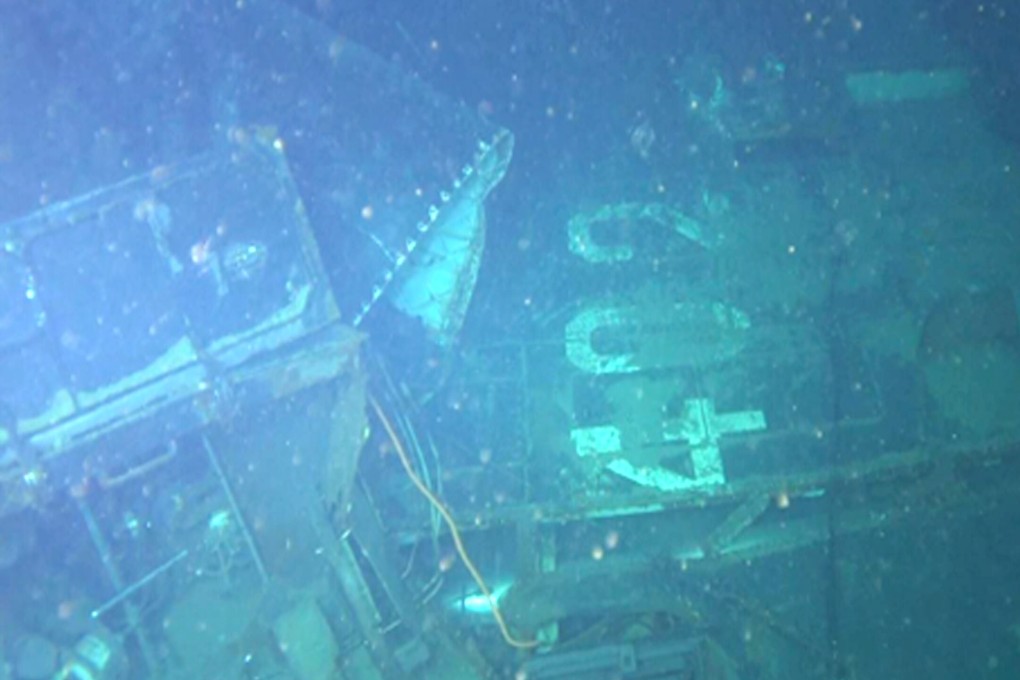 A photo taken by a remotely operated vehicle shows the sunken submarine KRI Nanggala on Tuesday. Photo: EPA-EFE/Indonesian Navy