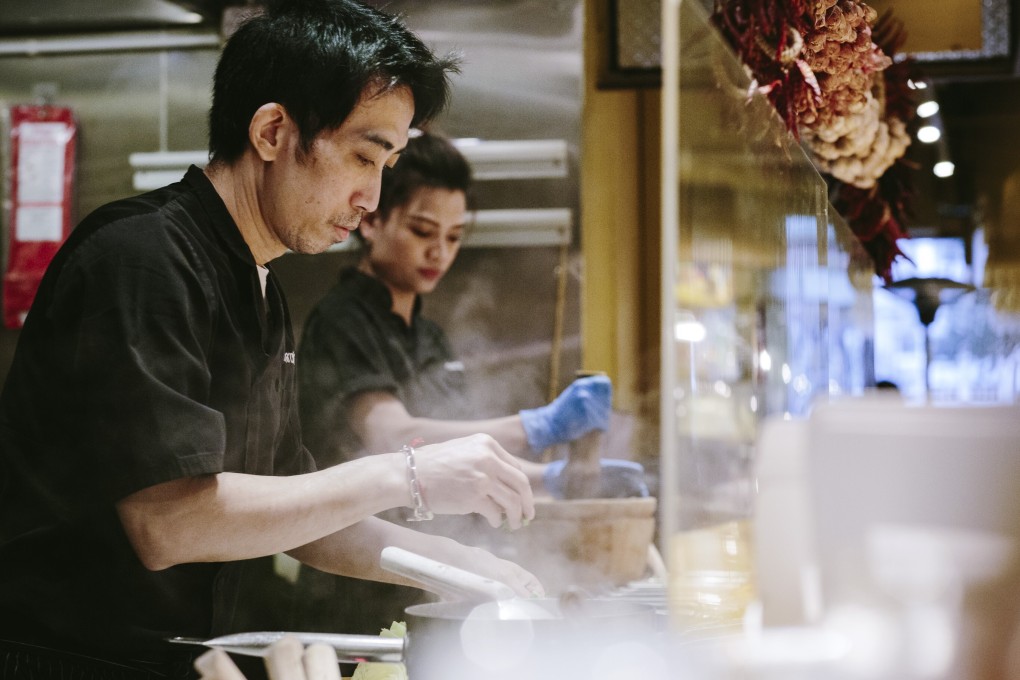 Husband and wife Chang and Narisara Somboon work together in Chachawan, a popular Thai restaurant in Central, Hong Kong.