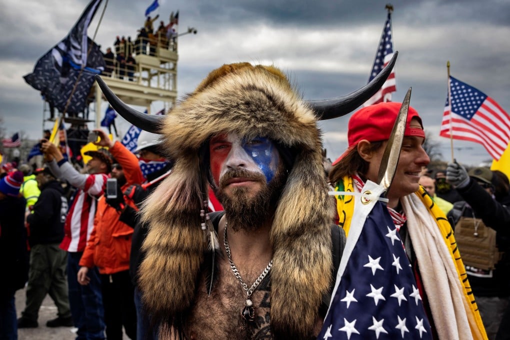 Jacob Anthony Angeli Chansley, known as the QAnon Shaman, is seen at the US Capitol during the January 6 attack. Photo: TNS