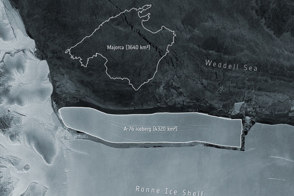 A view of iceberg A-76, almost the same size of the Spanish island of Majorca. Photo: Reuters