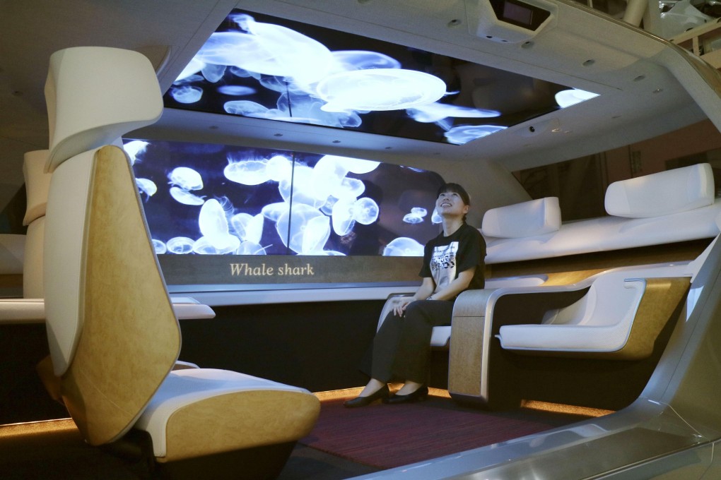 Panasonic Corp's SPACe_L autonomous car concept is displayed at the Tokyo Motor Show on October 24, 2019. Advances in selling self-driving cars to the broader consumer market are being held back by liability issues. Photo: Kyodo