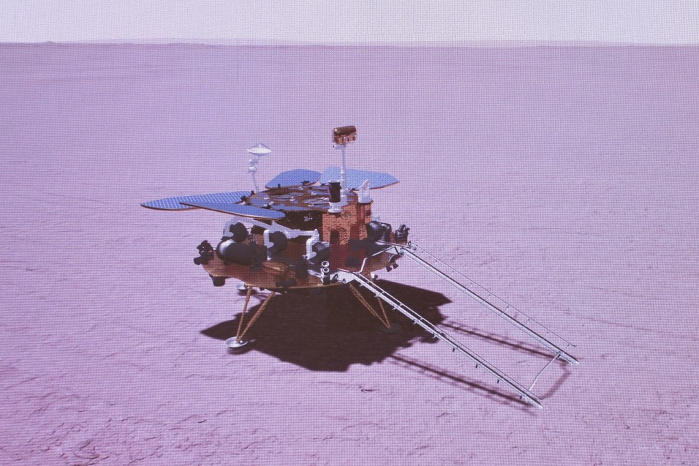 A simulated image shows the Mars landing of a China rover. Photo: Xinhua
